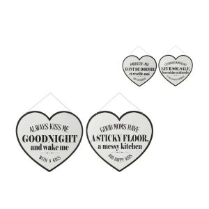 PLACARD TEXTS ENGLISH/FRENCH METAL WHITE/BLACK ASSORTMENT OF 2
