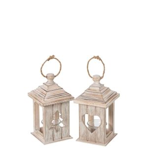LANTERN FIR WOOD BEIGE ASSORTMENT OF 2