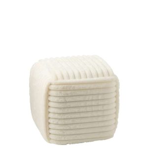POUFFE RIBBED MDF WHITE