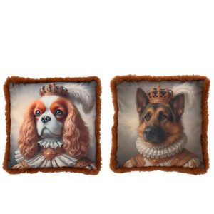 CUSHION DOG + CROWN POLYESTER RUST BROWN ASSORTMENT OF 2