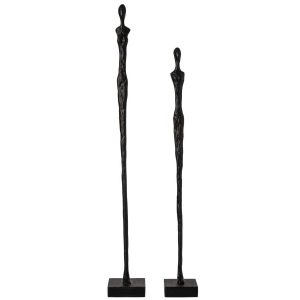 SET OF 2 PERSON ON BASE ABSTRACT POLYRESIN BLACK