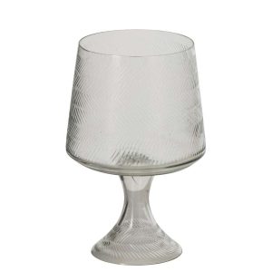 CANDLE HOLDER RELIEF GLASS TRANSPARENT