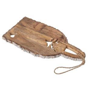CUTTING BOARD CARVED + BARK MANGO WOOD NATURAL LARGE