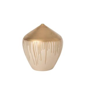 VASE CERAMIC BEIGE/GOLD LARGE