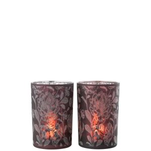 HURRICANE FLOWERS GLASS MAT PURPLE MIX/SILVER LARGE ASSORTMENT OF 2