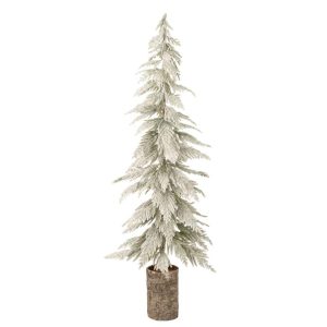 CHRISTMAS TREE SNOWY + WOODEN BASE POLYETHYLENE WHITE/NATURAL LARGE