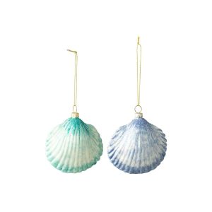 HANGER SHELL GLASS TURQUOISE/DARK BLUE ASSORTMENT OF 2