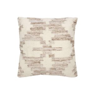 CUSHION ETHNIC CROSS WOOL/COTTON CREAM/BEIGE