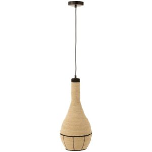 HANGING LAMP PEAR LINES SEAGRASS NATURAL/BLACK