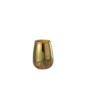 TEALIGHT HOLDER MIRROR GOLD GLASS SMALL