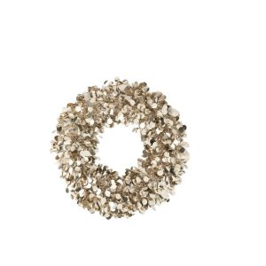 WREATH SPARKLING POLYSTYRENE GREIGE MEDIUM