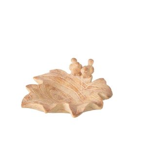 DECORATIVE TRAY LEAF + BIRD MAGNESIUM OXIDE BEIGE SMALL