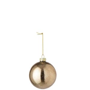 CHRISTMAS BAUBLE GLITTERS GLASS GOLD