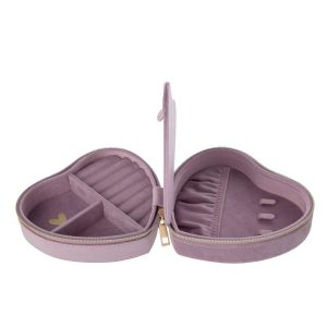 JEWELLERY BOX HEART VELVET LILAC LARGE