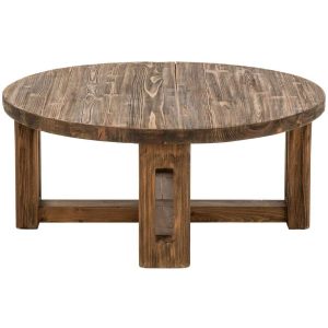 COFFEE TABLE ROUND RECYCLED WOOD BROWN