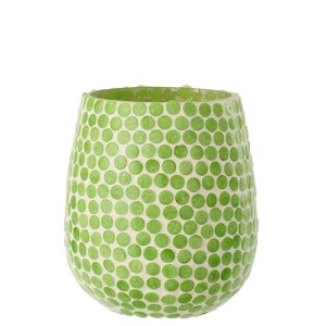 CANDLE HOLDER MOSAIC GLASS GREEN LARGE
