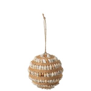 CHRISTMAS BAUBLE ROPE/SHELL NATURAL/WHITE