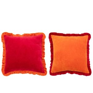 CUSHION COTTON ORANGE/FUCHSIA ASSORTMENT OF 2