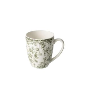 MUG FLOWERS CERAMIC DARK GREEN/WHITE