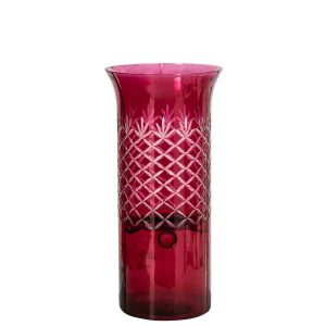 CANDLE HOLDER GLASS DARK PINK LARGE
