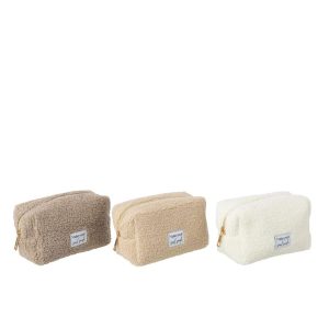 TOILET BAG TEDDY POLYESTER OFF-WHITE/BROWN SMALL ASSORTMENT OF 3
