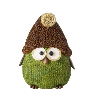 OWL HAT POLYRESIN GREEN/BROWN LARGE