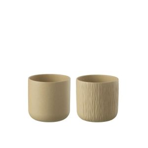 FLOWERPOT GEN CERAMIC BEIGE MEDIUM ASSORTMENT OF 2