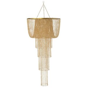 LAMP SHADE CHANDELIER BEADS GOLD LARGE