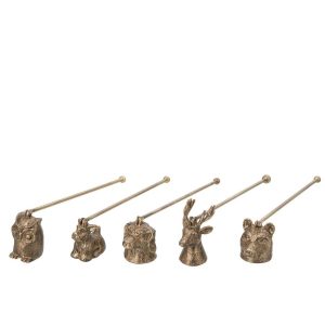 CANDLE SNUFFER ANIMALS PEWTER GOLD ASSORTMENT OF 5
