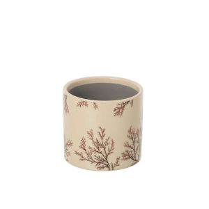 FLOWERPOT BRANCH CERAMIC ECRU/BROWN SMALL