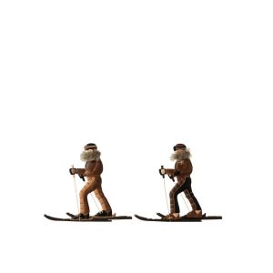 WALL OBJECT SKIER METAL DARK BROWN/BLACK ASSORTMENT OF 2