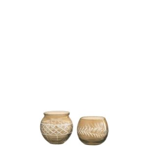 TEALIGHT HOLDER MOTIVES GLASS SMOKE ASSORTMENT OF 2