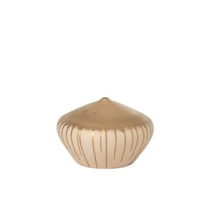 VASE CERAMIC BEIGE/GOLD SMALL