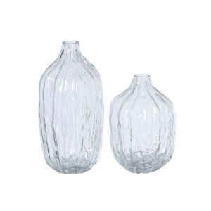 SET OF 2 VASE IRREGULAR GLASS TRANSPARENT
