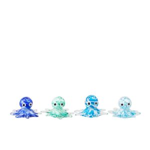 PAPERWEIGHT OCTOPUS GLASS BLUE/TURQUOISE ASSORTMENT OF 4