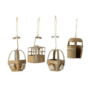 HANGER CABLE CARS METAL WHITE/BEIGE ASSORTMENT OF 4