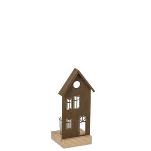 TEALIGHT HOLDER HOUSE IRON BROWN SMALL