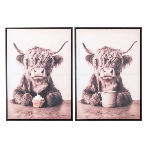 POSTER COW MDF BROWN ASSORTMENT OF 2
