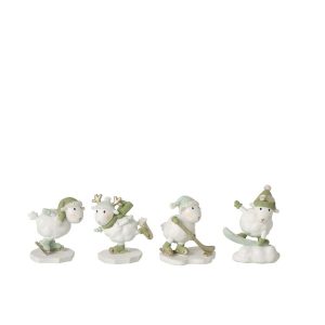 SHEEP SKATING STONE WHITE/GREEN ASSORTMENT OF 4