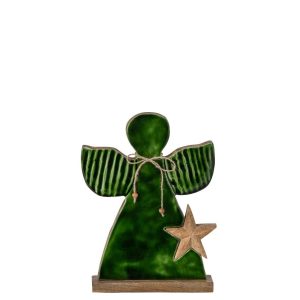 ANGEL + STAR MANGO WOOD NATURAL/DARK GREEN LARGE