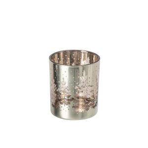 CANDLE HOLDER TREE GLASS SILVER MEDIUM