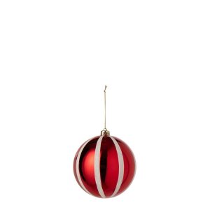 CHRISTMAS BAUBLE POLYSTYRENE WHITE/CHRISTMAS RED SMALL