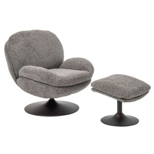 LOUNGE CHAIR + FOOTSTOOL MATEL DARK GREY
