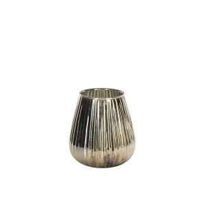 CANDLE HOLDER CHROME GLASS GOLD SMALL