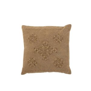 CUSHION EMBROIDERY COTTON BROWN