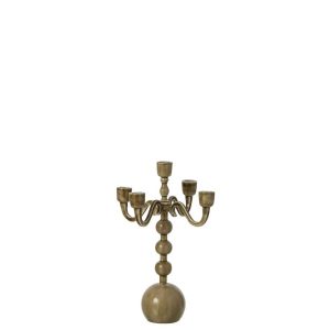 CANDLE HOLDER 5 ARMS BALL ALUMINIUM OLIVE