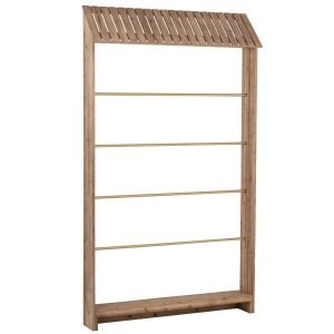 LADDER SHELF BALL DISPLAY WOOD NATURAL/GOLD