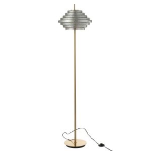 LAMP ON FOOT LED GOLD METAL/GLASS SMOKED