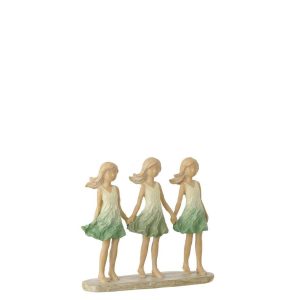 CHILDREN SISTERS POLYRESIN GREEN/ECRU
