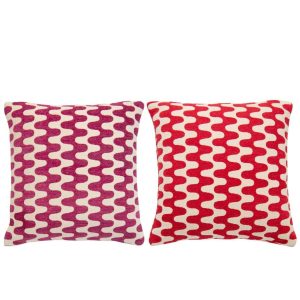 CUSHION WAVES COTTON BURGUNDY/PURPLE ASSORTMENT OF 2